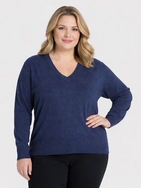 a new day Navy V-Neck Women's Pullover Sweater